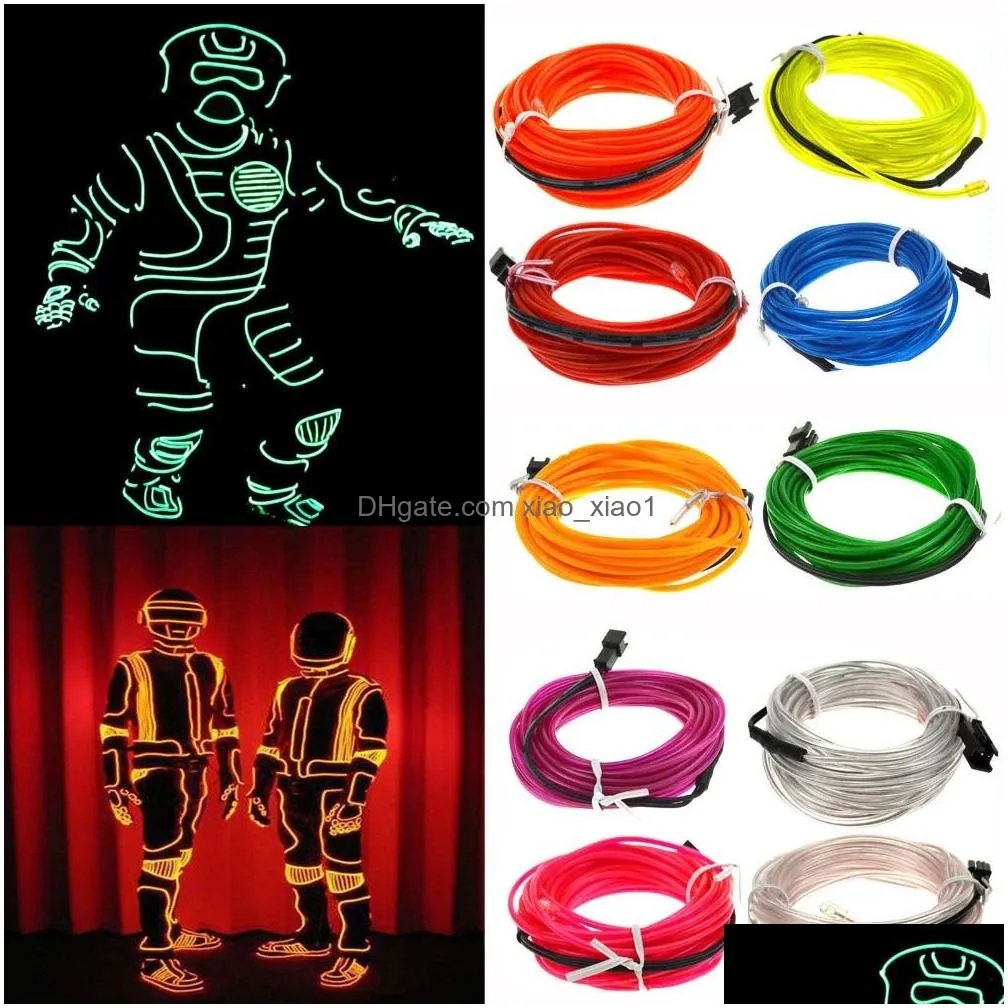 glow el wire cable led neon christmas dance party diy costumes clothing luminous car light decoration clothes ball rave 1m