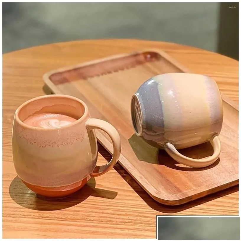 Mugs Porcelain 16 Oz For Coffee Mug Set With Spoons 2-Pack Ceramic Tea Soup Cocoa Funny Cups Drop Delivery Home Garden Kitchen Dining