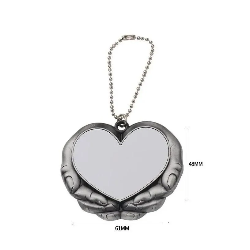 party favor sublimation car charm pendants valentines day ornament heart in hands blanks for heat press jn26