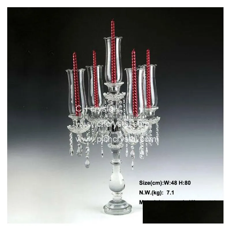 wholesale tall k9 5arms crystal glass candelabra decorative tall wedding candelabra crystal wedding decoration centerpieces for home