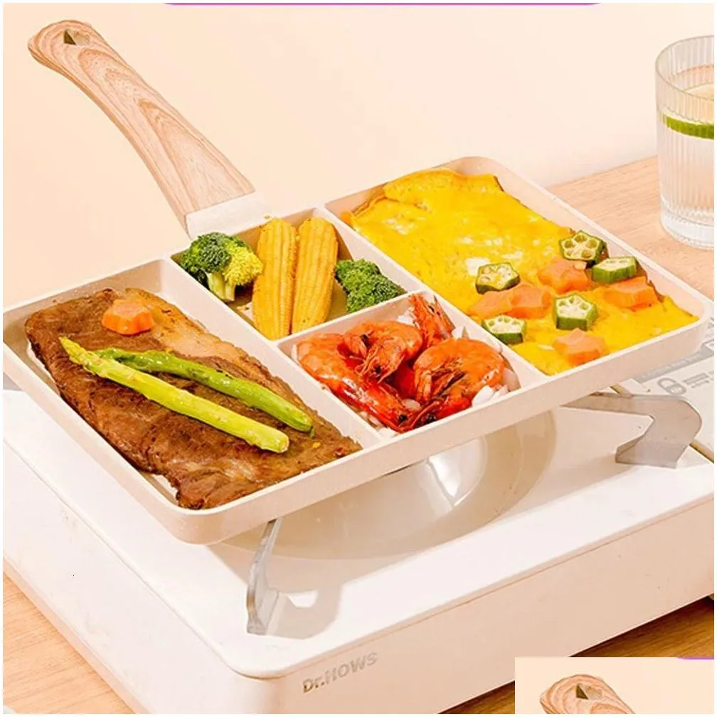 Pans Japanese Tamagoyaki Frying Pan Flat Bottom Nonstick Maifan Stone Square Egg Roll Steak Thick Omelette 231124 Drop Delivery Home G