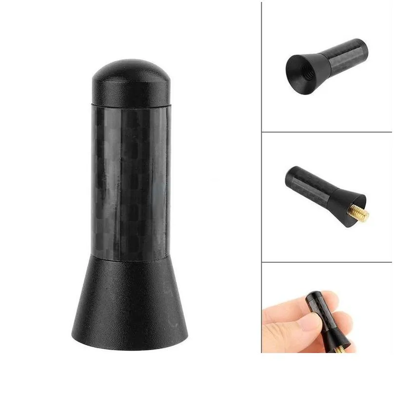 Universal Carbon Fiber Car Roof Antenna Enhanced Signal FM/AM 3.5cm Screw Metal Stubby Mast Vehicle Radio Aerial