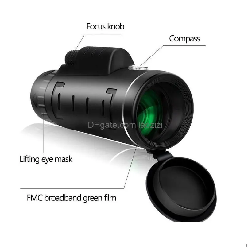 Other Electronics Telescope Binocars Professional 40X60 Hd Night Vision Monocar Zoom Optical Spyglass Monocle For Sniper Hunting Rif Dhld0