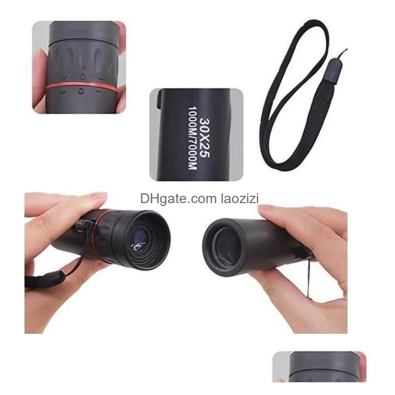 Other Electronics Mini Portable Focus Telescope 30X25 Hd Optical Monocar Low Night Vision Waterproof Zoomable 10X Scope For Travel C Dhrde