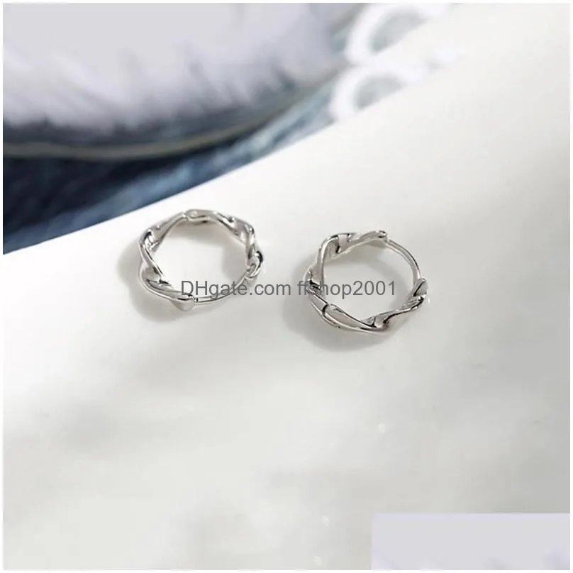 hoop huggie gold silver color geometric earrings for women minimalist metal jewelry round cross heart earring female party gift