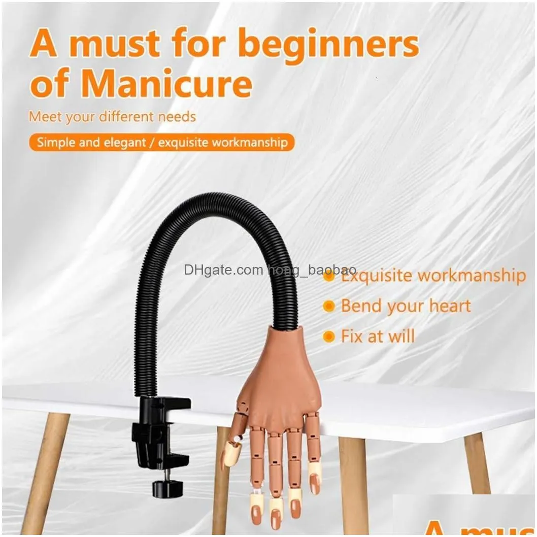 nail treatments practice hand for acrylic s adjustable flexible s training movable manicure with 100 tips 230509