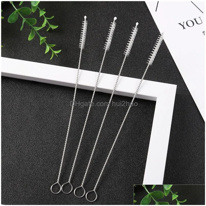 304 stainless steel pipe cleaning brushes nylon straw 17cm 20cm 24cm length drinking straws brushes for sippy cup bottle and tube