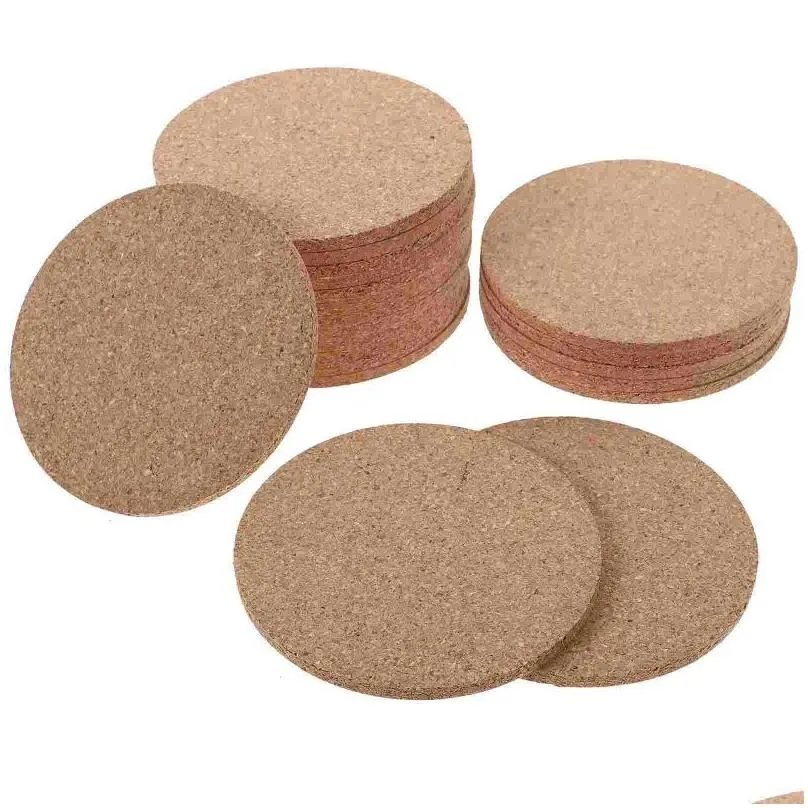 Table Mats 20pcs Cork Cup Pad Coasters Drink Reusable Round Placemats