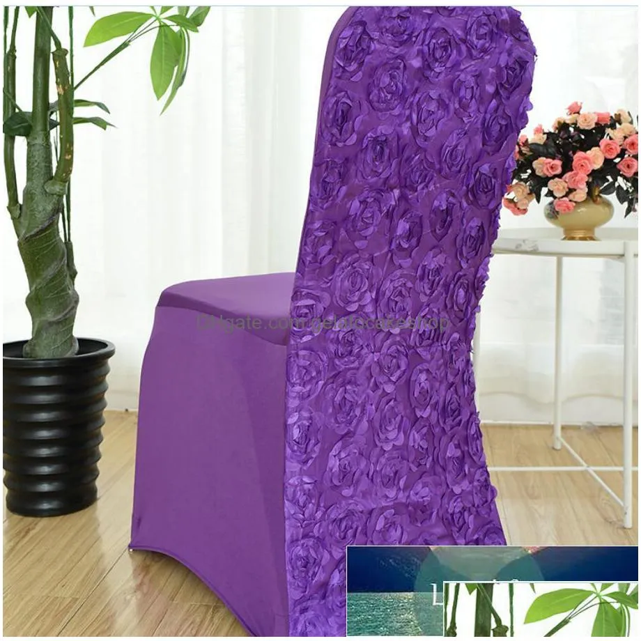 13 colours wedding chair cover spandex rose embroider chair cover universal el banquet party decoration