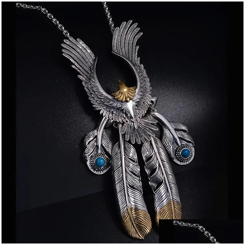 Chains Angels Wish Goro Takahashi Style Sier Feather Long Necklace Star Same  Male Personality Drop Delivery Dhhlj
