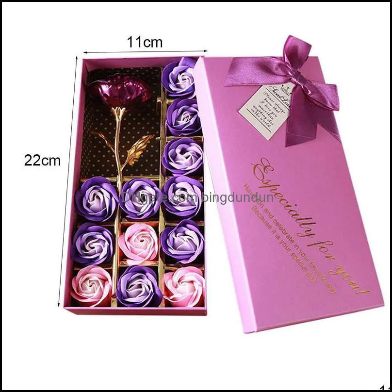 12 soap rose gold foil fake flower with packaging box square shape dessert gift boxes wedding party supplies teachers valentine day