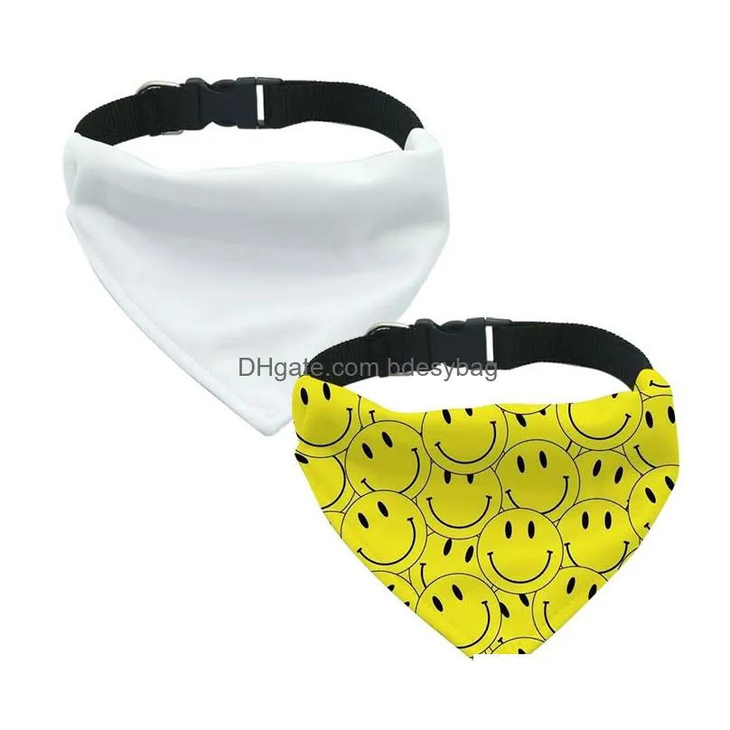 sublimation blank dog scarf collar white triangle pet bandana blanks with adjustable buckle for dogs and cats