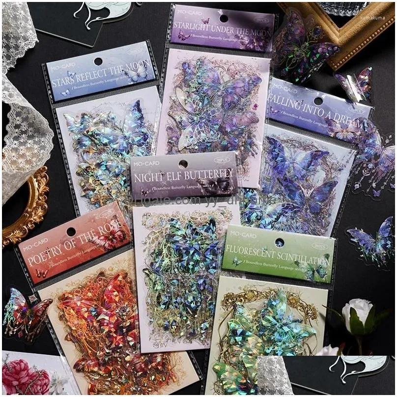 gift wrap 20 sheets dazzling butterfly series stickers journal handbook diy decorative scrapbook aesthetic sticker craft art supplies