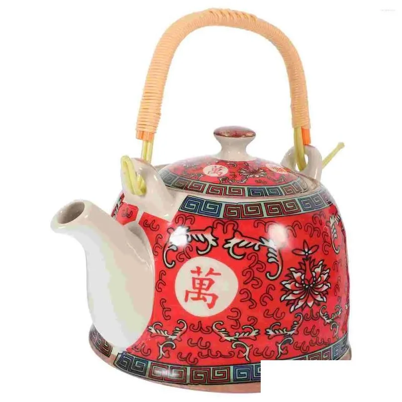 Dinnerware Sets Vintage Tea Kettle Chinese Style Ceramic Teapot Water Porcelain With Handle