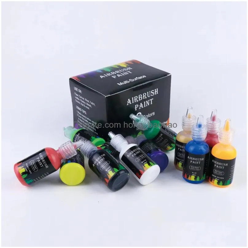 nail manicure set 12 6colors set airbrush art inks acrylic paint ink pigments for stencils painting tools 230703