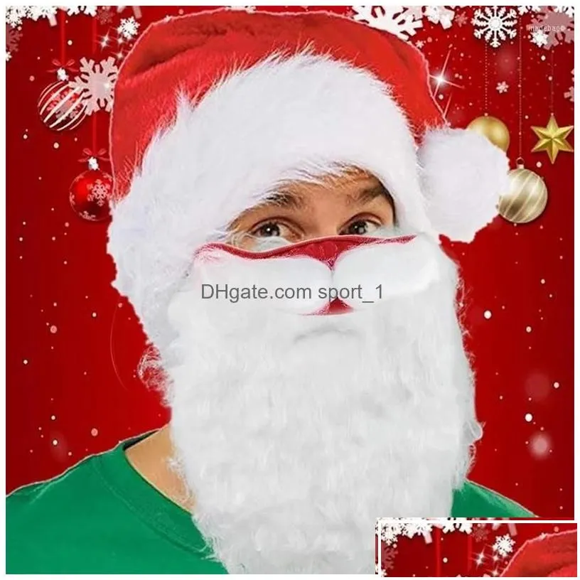 Christmas Decorations Decoration Creative Santa Claus Beard Masks Adt Unisex Reusable Face Ers For Xmas Cosplay Party Drop Delivery