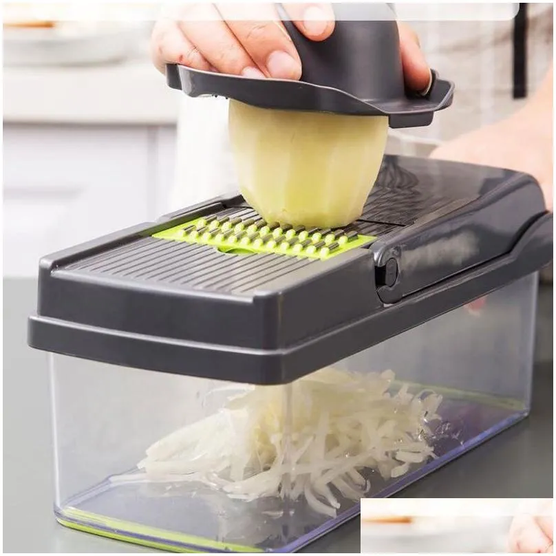 14 in 1 Vegetable Chopper Multifunctional Food Choppers Vegetable Slicer Cutter Vegetable Chopper for Salad Potato Carrot Garlic