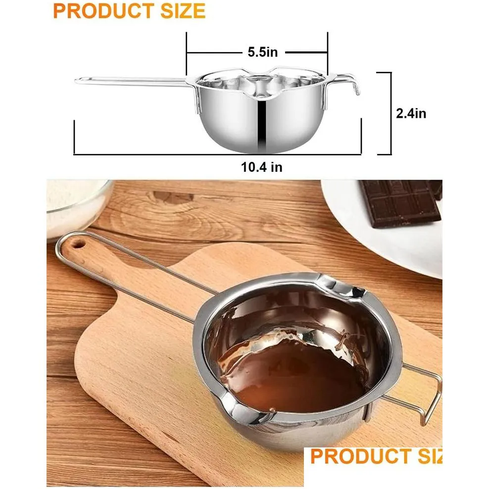 400ml 600ml Stainless Steel Chocolate Melting Pot Double Boiler Pot Milk Bowl Butter Candy Warmer Pastry Baking Tools for Melting Chocolate Candy and Candle