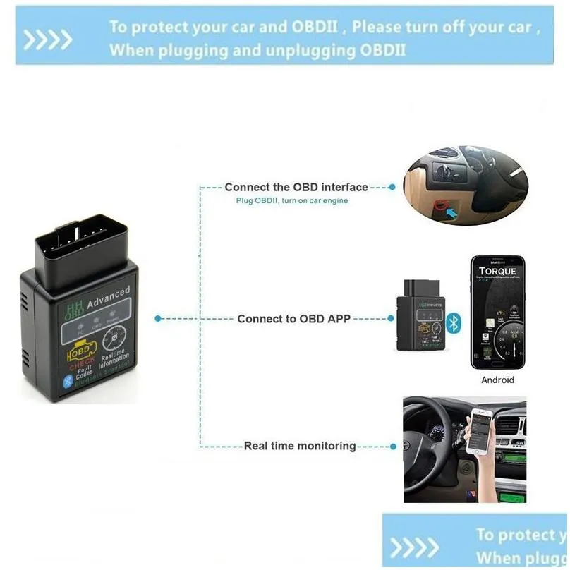 Bluetooth Car Scanner Tool OBD ELM327 V2.1 Advanced MOBDII OBD2 Adapter BUS Check Engine Auto Diagnostic Code Reader