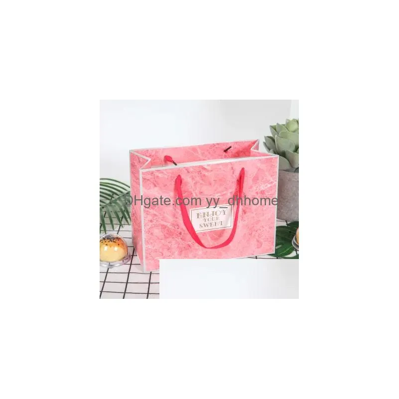 gift wrap 25.9x19.1x5.7cm 100pcs pink marble paper box cookie candy storage boxes packaging wedding christmas use