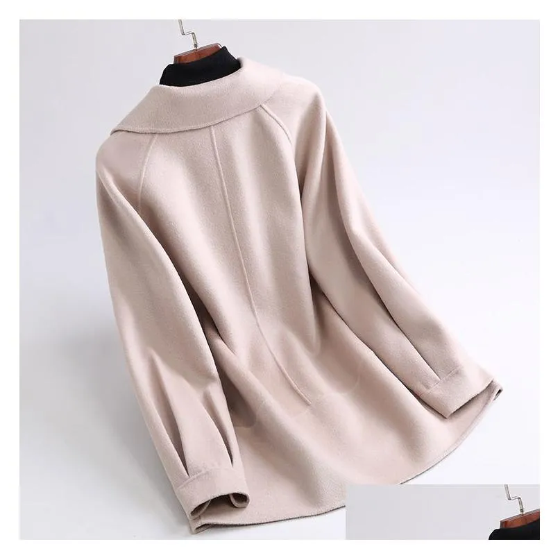 OC448M75 Chinoiserie Top Quality Women`s Large Coat Autumn and Winter Double Faced Cashmere Coat Medium Length