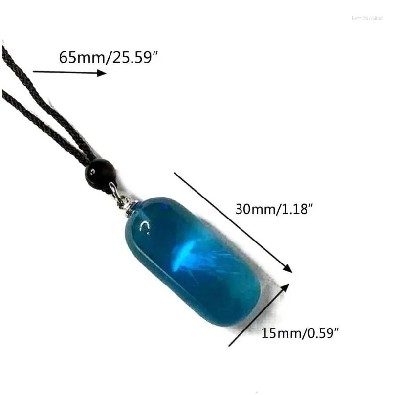 Pendant Necklaces Luminous Jellyfish Shape Necklace Braided Rope Resin 40Gb Drop Delivery Dhx8V