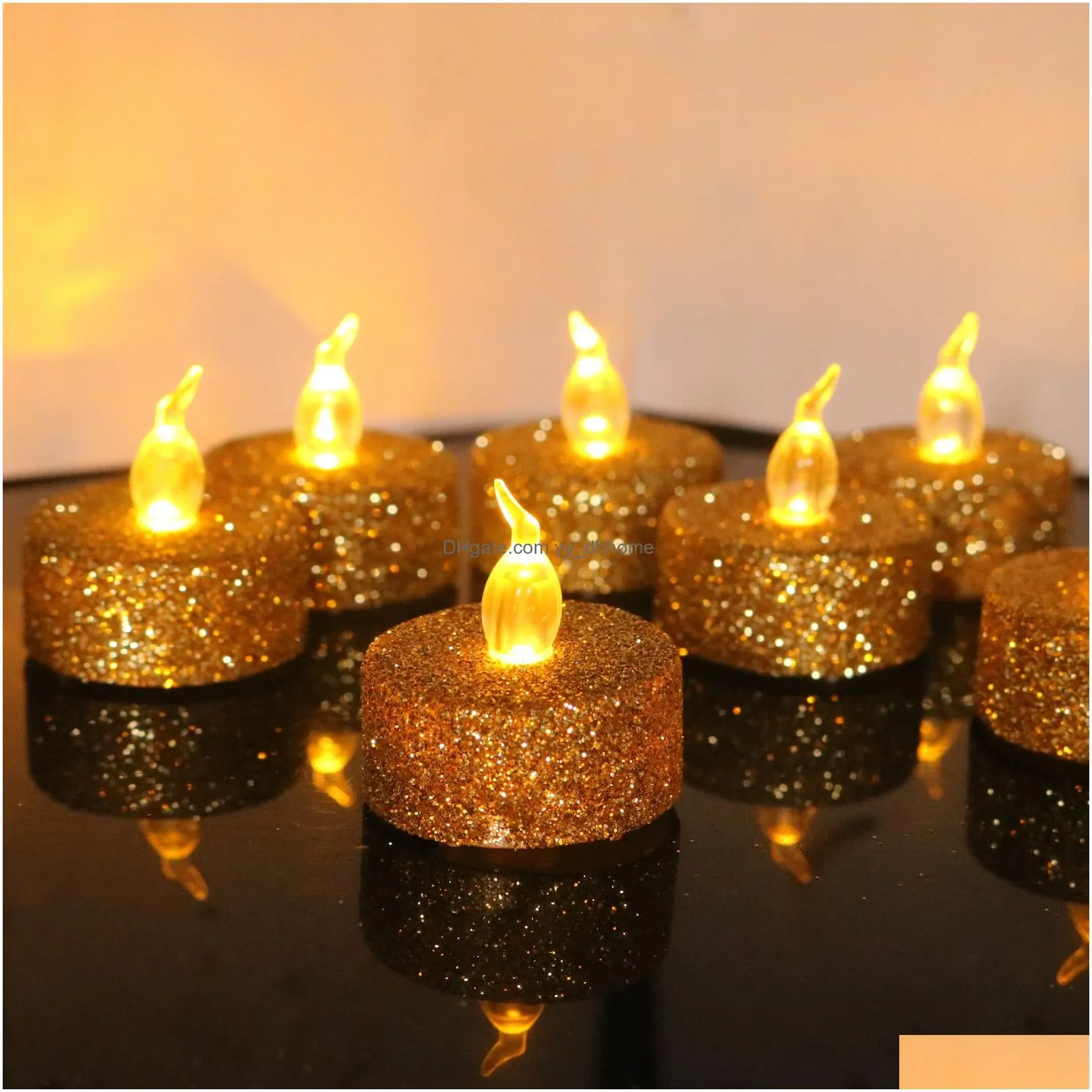 party decoration led flameless candle light powder appearance soft light home wedding birthday decoration battery light 5color