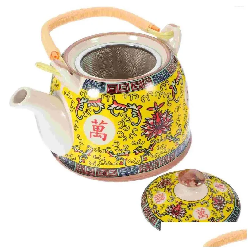 Dinnerware Sets Vintage Tea Kettle Chinese Style Ceramic Teapot Water Porcelain With Handle