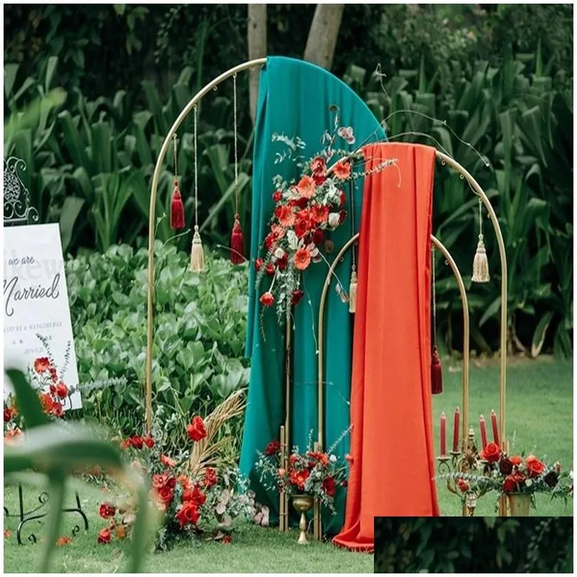 Party Decoration Wrought Iron Screen Wedding Arch Pipe N-Shaped Flower Stands Metal Props Backdrop Artificial Decorations