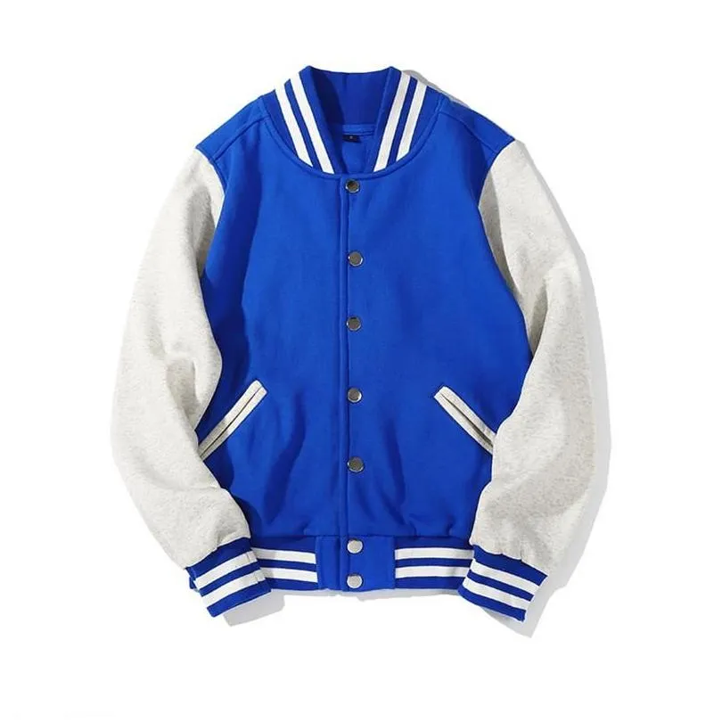 Men`s Jackets MORUANCLE Unisex College Varsity Baseball Solid Color Fashion Letterman Outerwear For Couples Uniform