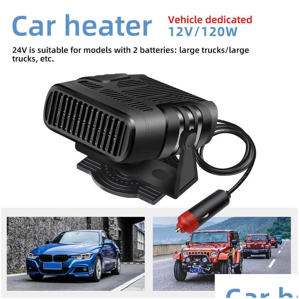 Car New Car Heater Fan 12V 120W 24V 200W Auto Windshield Anti-Fog Electric Heating Dryer Defogging Demister Defroster 2 IN 1 Cooling