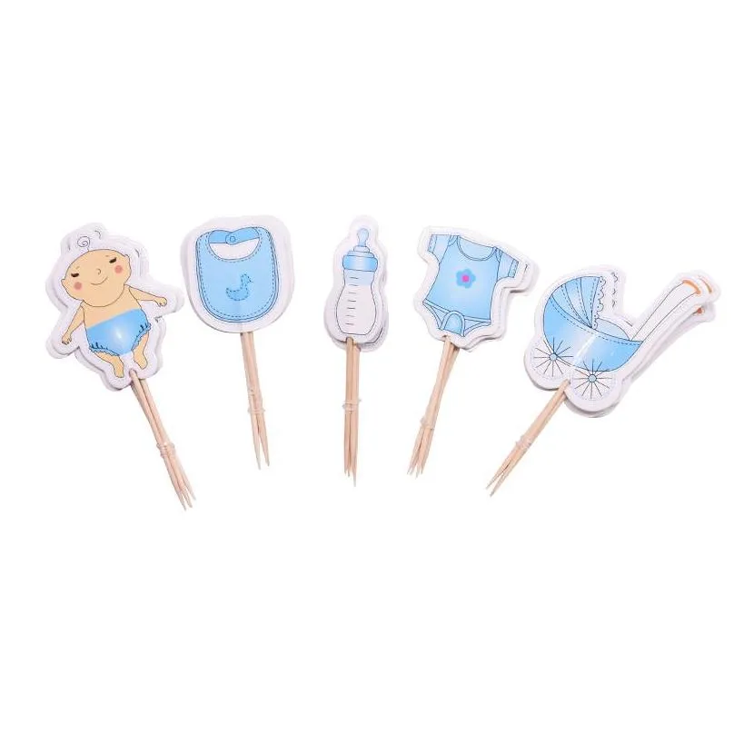 20pcs baby shower cup cake toppers boy girl party cute decoration baby shower birthday party diy cake topper supplies1