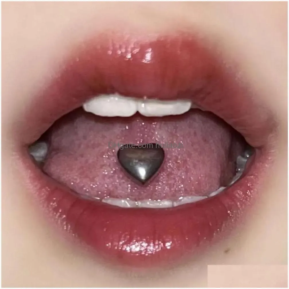 sending you a hearttitanium steel stereoscopic love 1.6 teeth human body piercing tongue nail spicy girl small and unique style