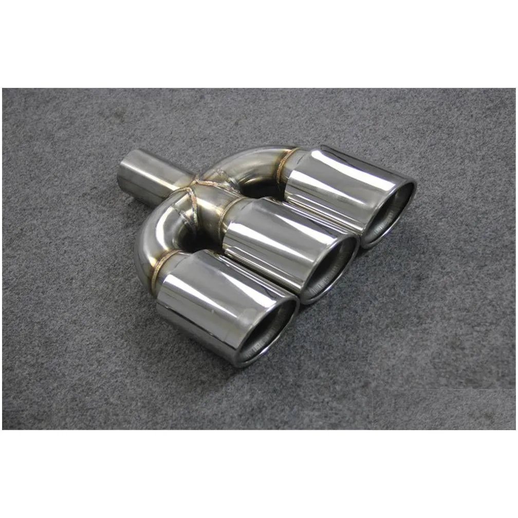1 Piece Auto Parts Accessories Three-out Exhaust Pipe Outlet 76 89mm Car Styling 304 Stainless Steel Muffler Tip Nozzles