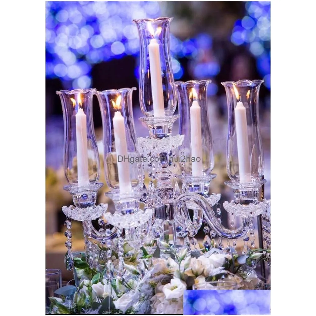 wholesale tall k9 5arms crystal glass candelabra decorative tall wedding candelabra crystal wedding decoration centerpieces for home