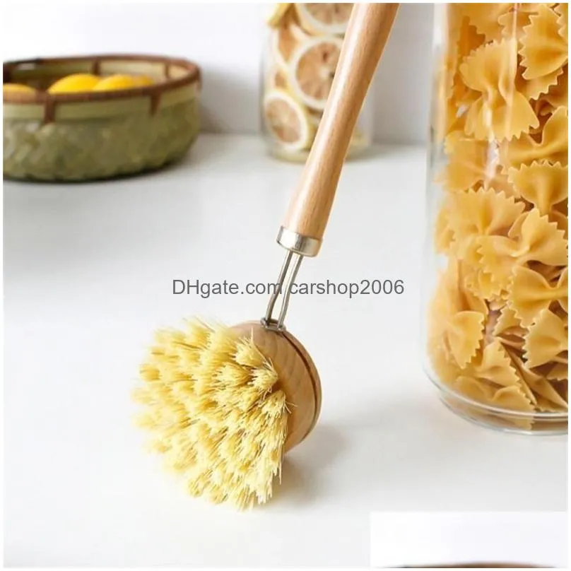 wooden handle cleaning brush kitchen household beech wood long handle dish tool wholesale fy2680 fy2679 ss1203