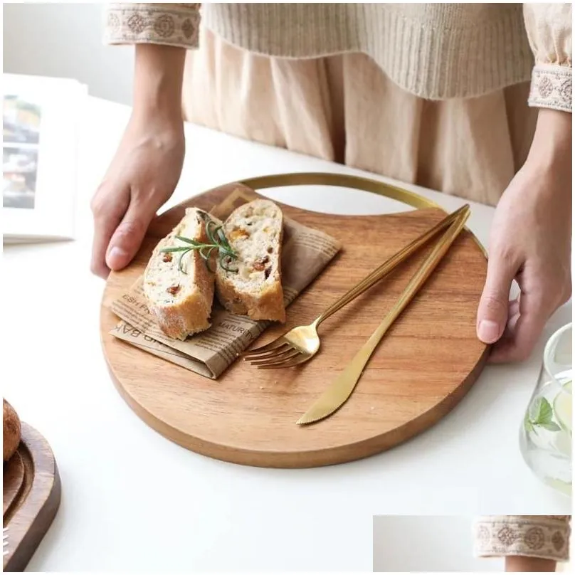 Plates Creative Cutting Board Solid Wood Unpainted Fruit Wooden Kitchen Household Round