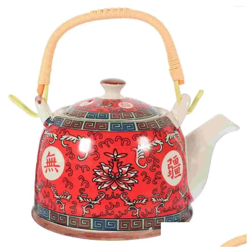 Dinnerware Sets Vintage Tea Kettle Chinese Style Ceramic Teapot Water Porcelain With Handle