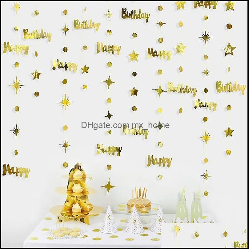 gold 50 year happy birthday banner streamer for backdrops 50th anniversaire age star dots garlandsparty