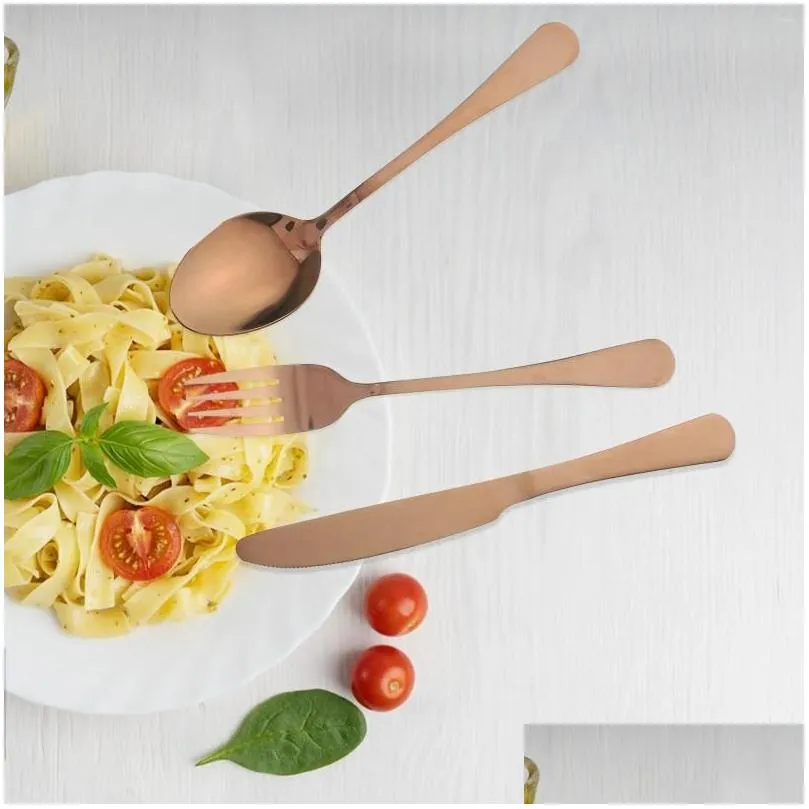 Plates Tableware Spoon Fork Kit El Flatware Serving Dinner Cutlery Steak Eating Knives