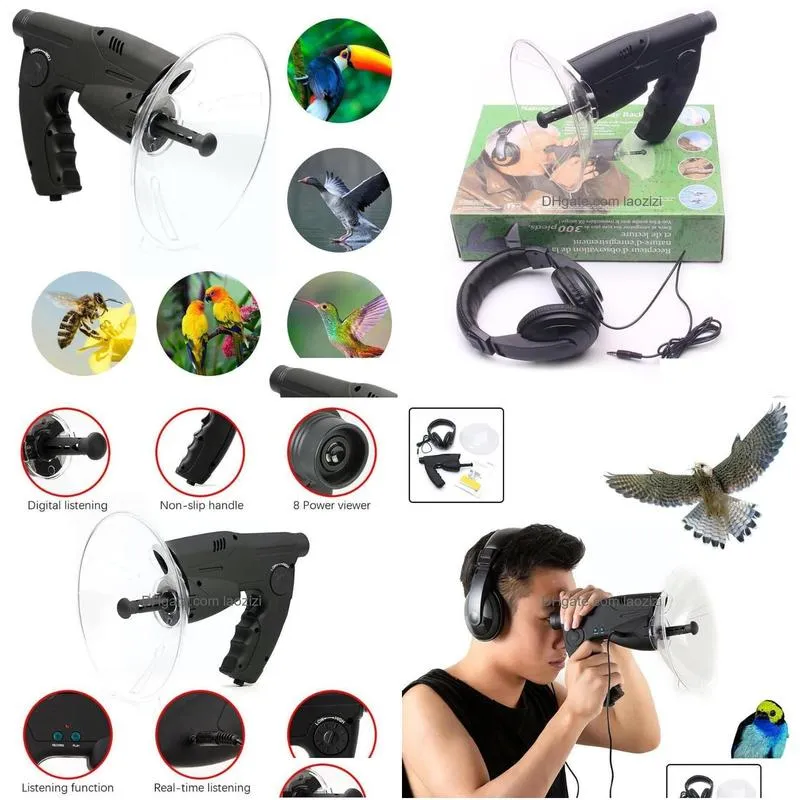 Other Electronics Telescope Binocars Outdoor 8X Birdwatching Parabolic Dish-Shaped Collector Wildlife Sound Watching Microphone Bird Dhks1