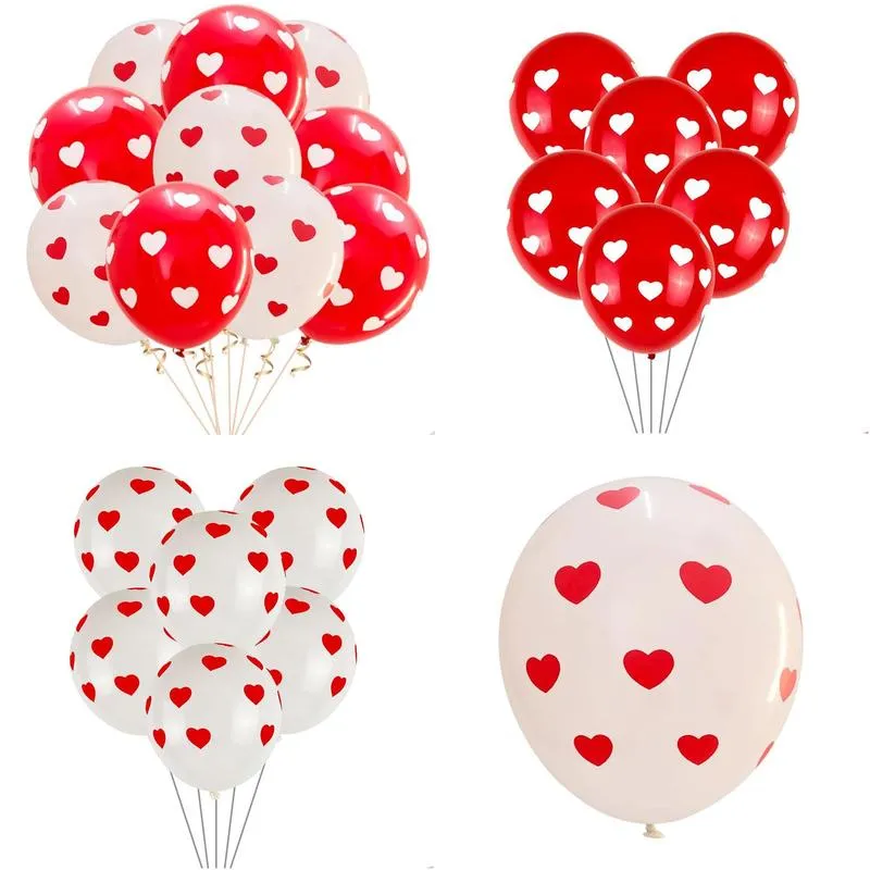 50pcs Loving Heart Printing Balloon 12inch Birthday Party Decoration Latex Balloon Valentine`s Day Wedding Love Decor Balloons BH8044