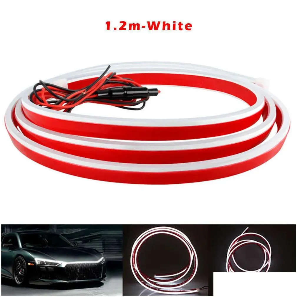 New Universal Car Hood LED Light Strip 12V 1.2m/1.5m/1.8m Scanning Atmosphere Lamp Daytime Running Light Decorative DRL Accessories