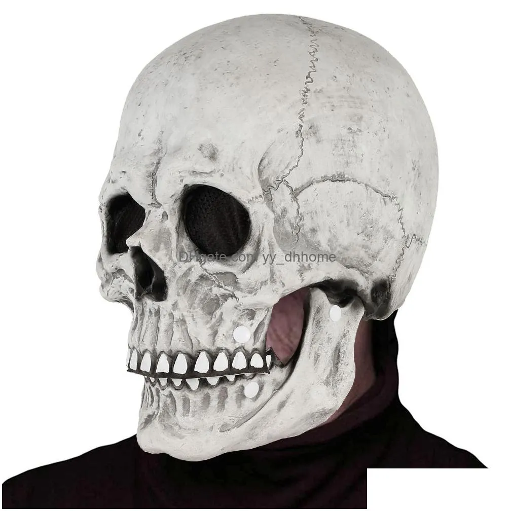 halloween mask movable jaw full head skull mask halloween decoration horror scary mask cosplay party decor 2023 skull helmet 921