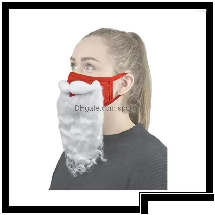 Christmas Decorations Decoration Creative Santa Claus Beard Masks Adt Unisex Reusable Face Ers For Xmas Cosplay Party Drop Delivery