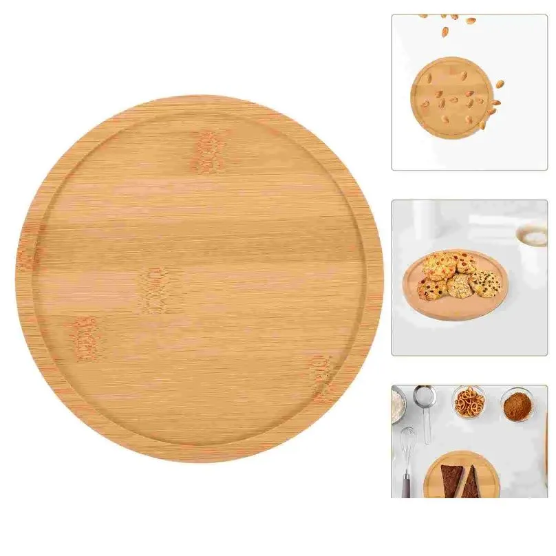 Plates Desk Tray Bamboo Dinner Storage For Breakfast Round Small Fruit Serving Platter