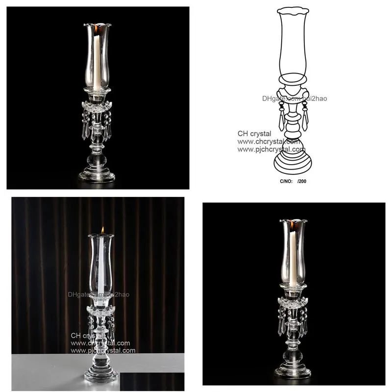 nice crystal candle holder with hurricane globe for wedding decoration centerpieces home decoration