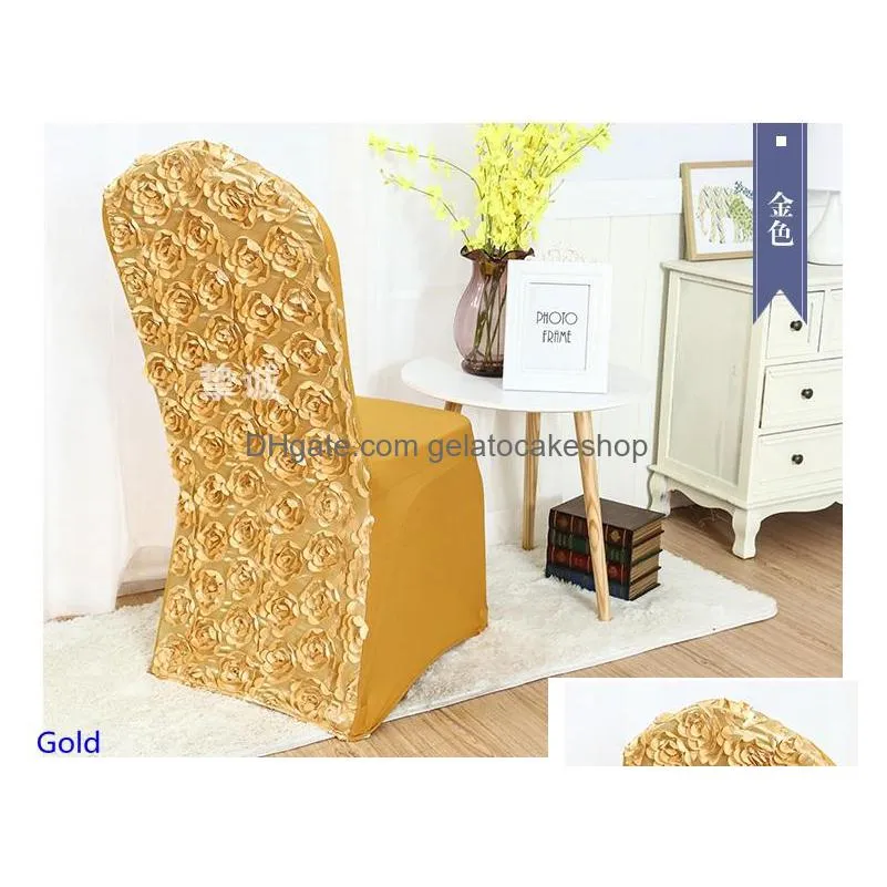 13 colours wedding chair cover spandex rose embroider chair cover universal el banquet party decoration