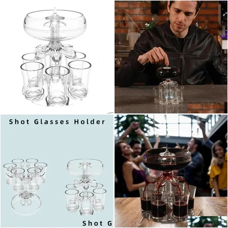 Bar Tools 6 S Glass Dispenser Wine Whisky Beer Liquor Party Games Drinking Accessories 231205