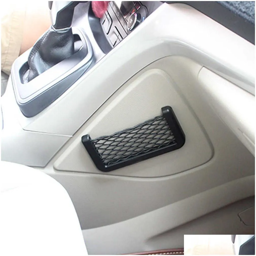 New Universal Car Seat Side Back Storage Net Bag String Bag Mesh Pocket Organizer Stick-on for wallet phone Net Bag Fast delivery